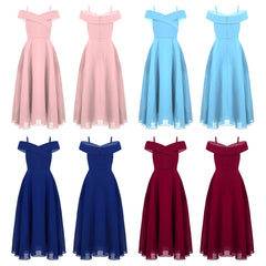 Mädchen Kleid Prinzessin Festlich Hochzeit Brautjungfer Geburtstag Party Kleid Blumenmädchen Kleid Spitze Chiffon Schulterfrei Prinzessin Festzug Kleid 