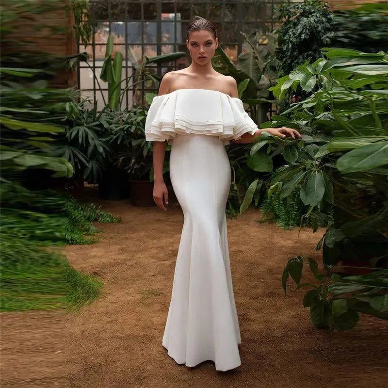 Bateau Slim Mermaid Wedding Dresses Natural Floor Length Custom Made Long Bridal Gowns Spring Long Robe De Mariee 26W Mermaid