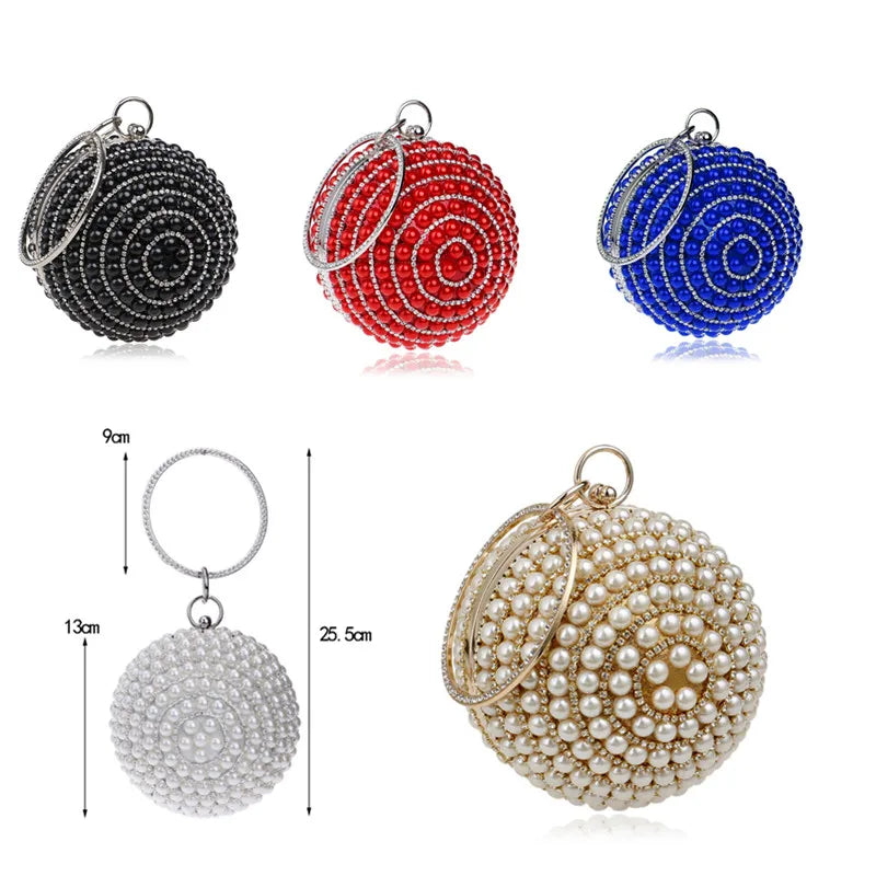 SEKUSA Ball Diamond Tassel Women Party Metal Crystal Clutches Evening  Wedding Bag Bridal Shoulder Handbag Wristlets Clutch