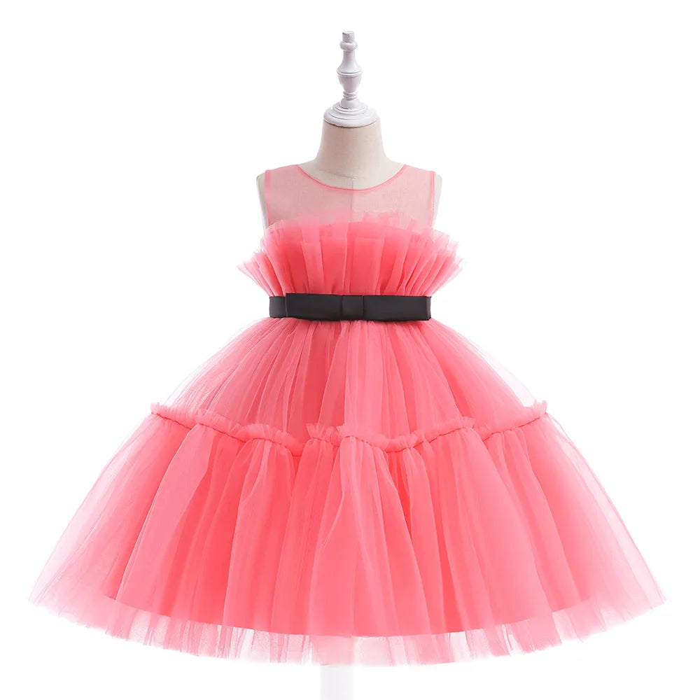 HOT Baby Girls Ruffles Party Dress Elegant Fluffy Evening Princess Birthday Kids Dresses for Girl Wedding Children Costume Sarah Houston