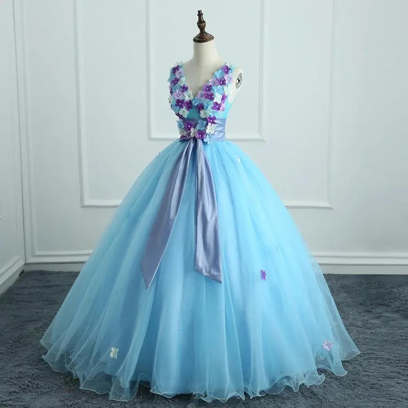 Quince Dress | Quinceanera Dresses Sexy V-neck Ball Gown Lace Gorgeous Party Prom Foraml Homecoming Gowns Customized
