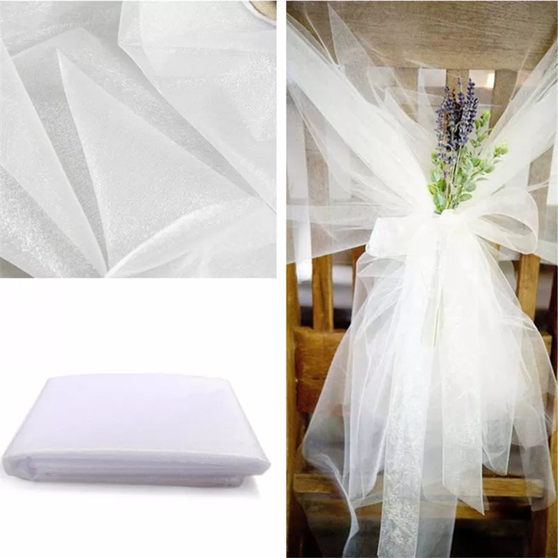 48cm*5meter Sheer Crystal Organza Tulle Roll Fabric For Draping Wedding Ceremony Party Home Decoration New year Decoration