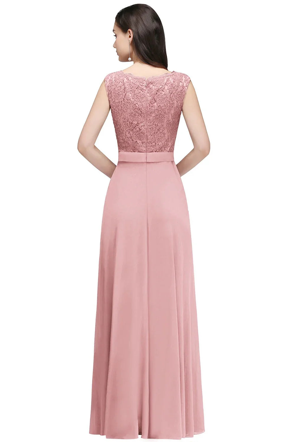 Long Bridesmaid Dresses Chiffon Scoop Neck Sleeveless Wedding Party Guest Gown vestido madrinha