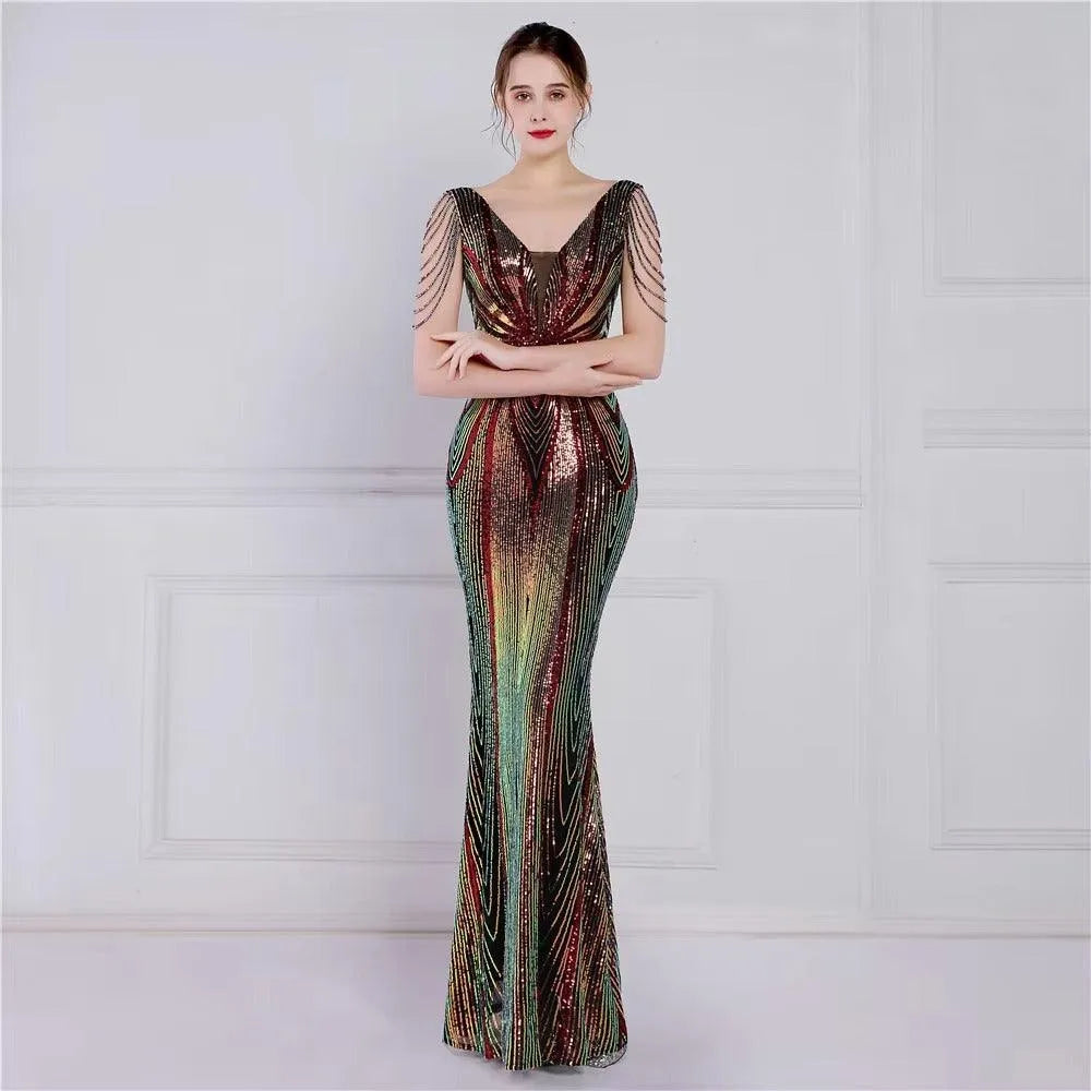 Sexy black White maxi sequin summer dress women elegant birthday party long dresses luxury formal prom evening dresses vestidos