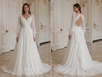 Handmade Chiffon Wedding Dress Bridal Style