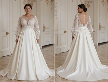 Rochie de mireasă dantelată, mărime mare, lucrată manual