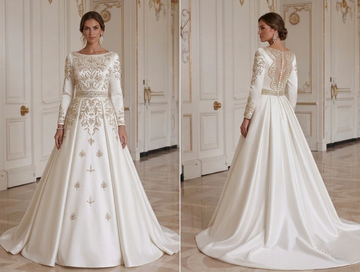 Robe de mariée en satin faite main de luxe