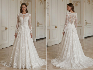 Robe de Mariée Vintage Fait Main Style Dentelle