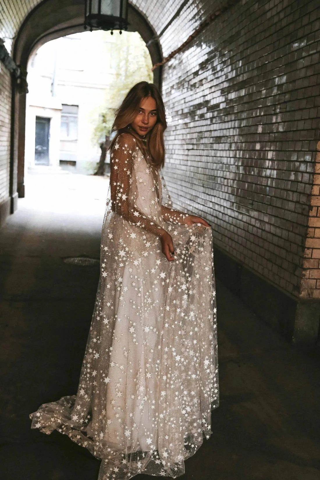Glittering Star A Line Wedding Dresses Deep V-neck Bride Dresses Beach Boho Wedding Gowns Wedding Party Dresses As Pictures Boho