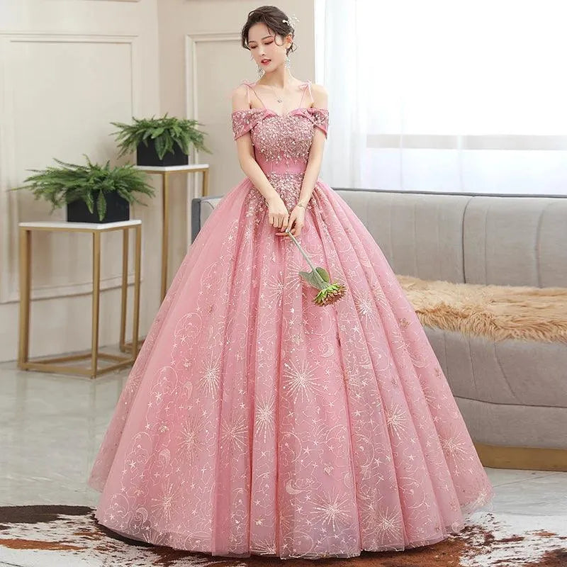 Quince Dress | Off The Shoulder Quinceanera Dresses Shining Beading Ball Gown Prom Dress Plus Size Pink Quinceanera Dresses Customized