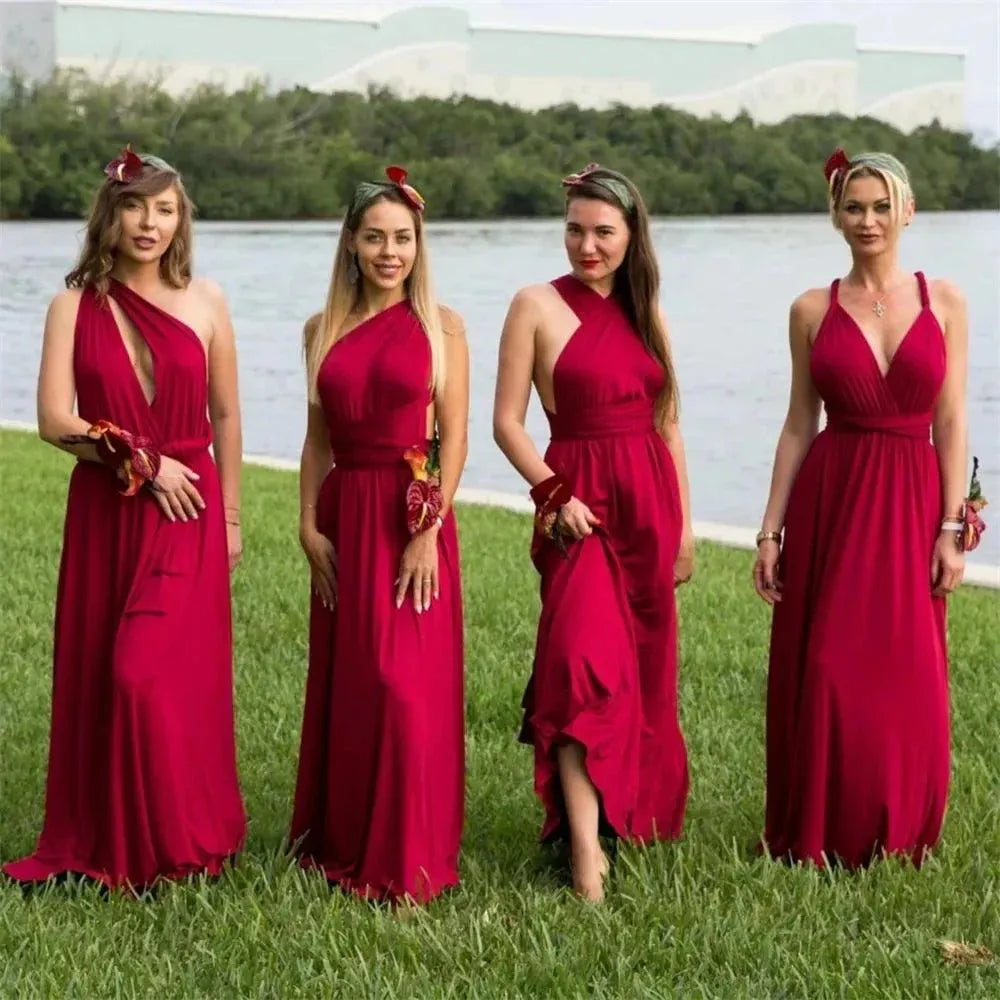 Satin Plus Size Convertible Bridesmaid Dresses Multi-way Wear Infinity Wedding Party Dress Robe Demoiselle D'honneur