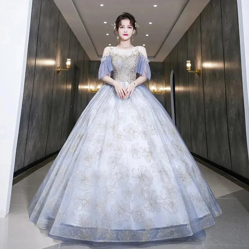 Quince Dress | Robe Bal Light Grey Blue Shiny Quinceanera Dress Classic Party Dress Gown Plus Size Prom Dress Vestidos Quinceaneras Customized