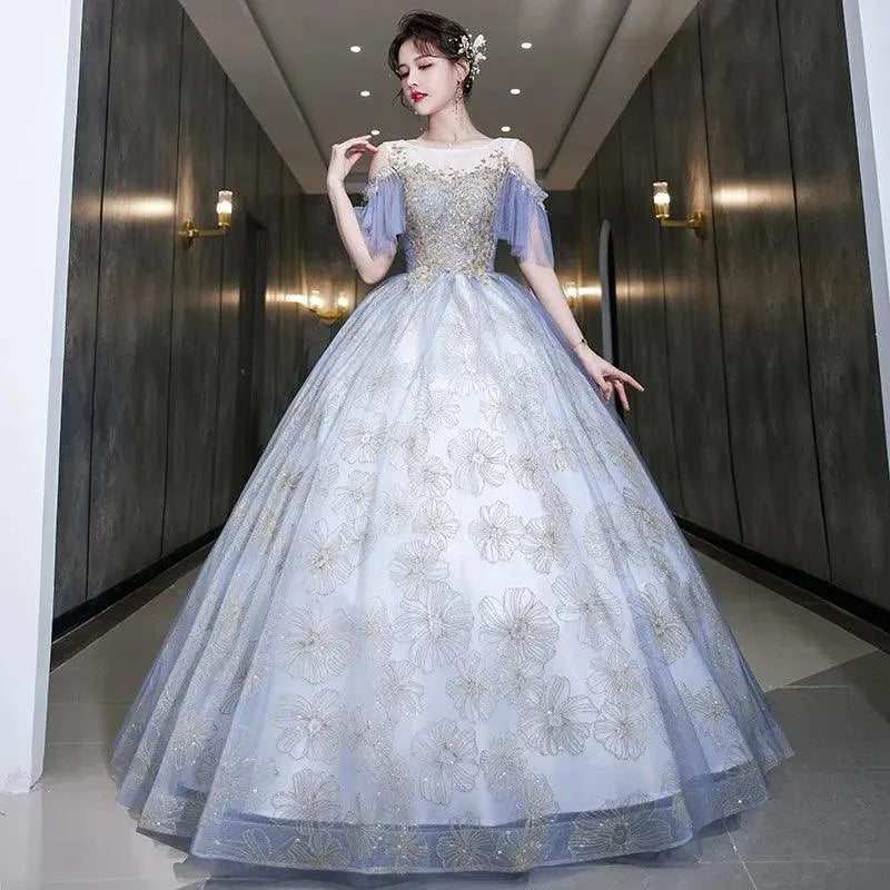 Quince Dress | Robe Bal Light Grey Blue Shiny Quinceanera Dress Classic Party Dress Gown Plus Size Prom Dress Vestidos Quinceaneras Customized