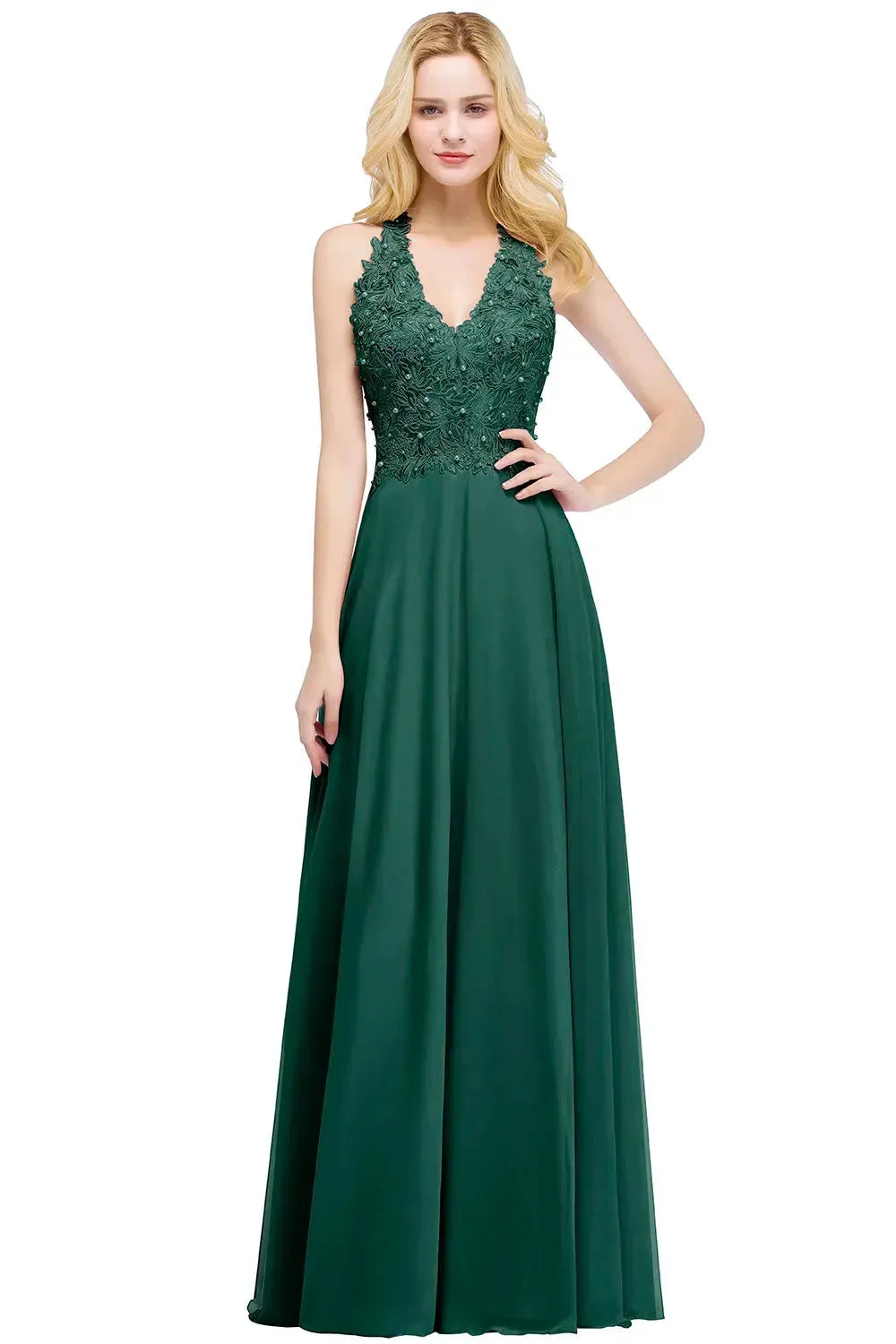 Elegant Off Shoulder Lace Beading Long Green Evening Party Dresses Pearls Backless Bridesmaid Dress Formal Gown Women