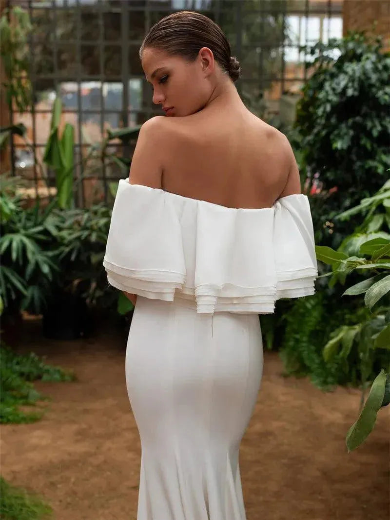 Bateau Slim Mermaid Wedding Dresses Natural Floor Length Custom Made Long Bridal Gowns Spring Long Robe De Mariee 26W Mermaid