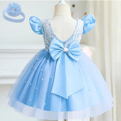 Infant Baby Girl Princess Dress V-Back Bow Tulle Tutu Vestidos Flower Girl Wedding Party Prom Gown Formal Ceremony Lace Dresses Sarah Houston