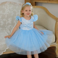 Infant Baby Girl Princess Dress V-Back Bow Tulle Tutu Vestidos Flower Girl Wedding Party Prom Gown Formal Ceremony Lace Dresses Sarah Houston