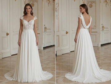 Abito da Sposa Estivo Elegante in Avorio per Spiaggia