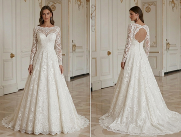 Vestido de Noiva de Renda Marfim Clássico