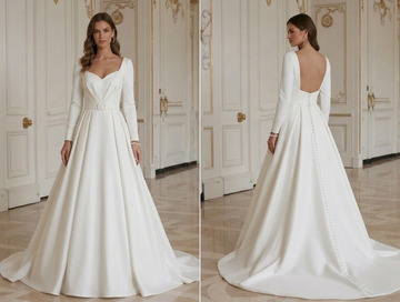 Rochie de mireasă modernă minimalistă fildeș Rochie de mireasă