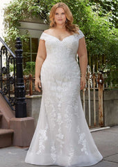 Plus Size Elegant Wedding Dress V-Neck Off Shoulder Lace Appliques Button Bridal Gown Floor Length Vestido De Novia