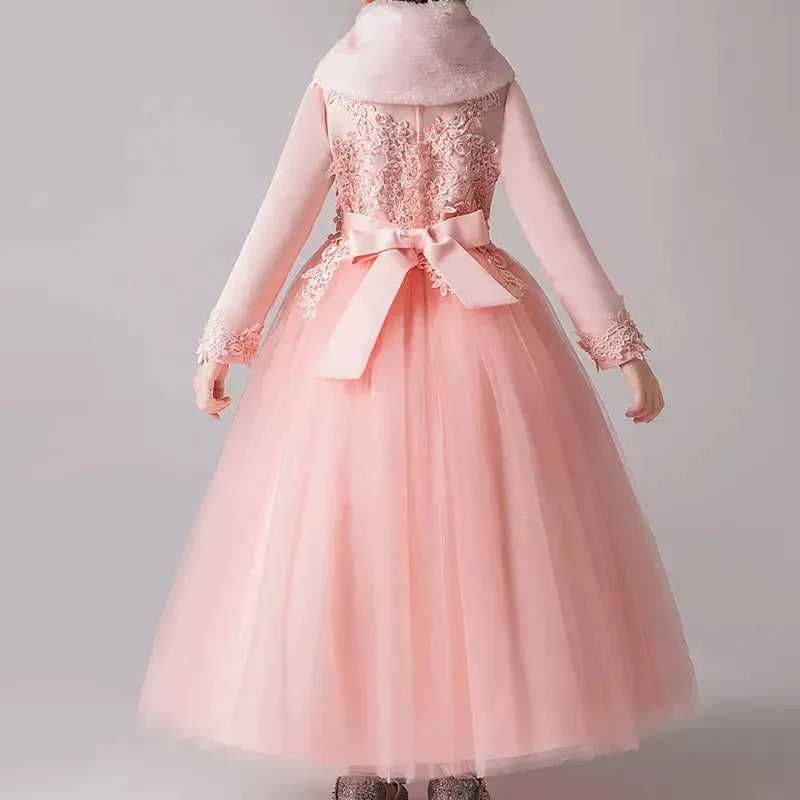 Kids Dress For Girls Wedding Party Frock Flower Gown Princess Dress Girl Children's Tutu Embroidery Beads Long Dress ck683