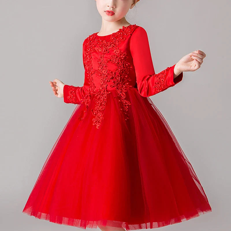 Kids Dress For Girls Wedding Party Frock Flower Gown Princess Dress Girl Children's Tutu Embroidery Beads Long Dress ck683 Sarah Houston