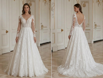 Vestido de Noiva de Renda em Corte A