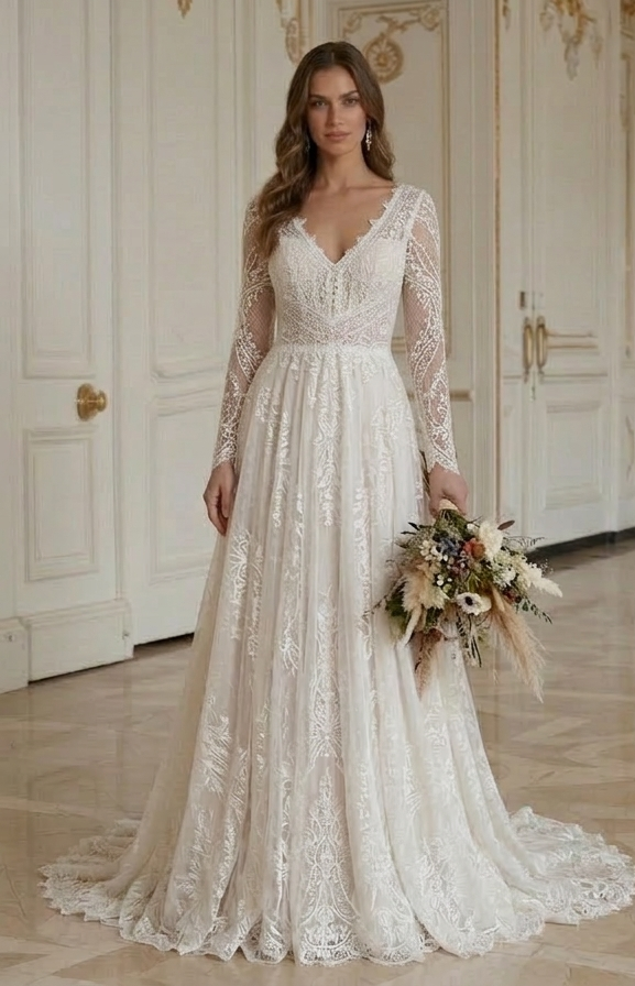Rochie de mireasă din dantelă boho