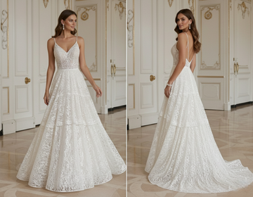 Abito da Sposa in Pizzo per Matrimonio in Destinazione Stile Pizzo