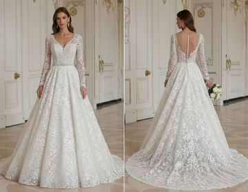 Vestido de Noiva em Renda para Cerimónia Elegante