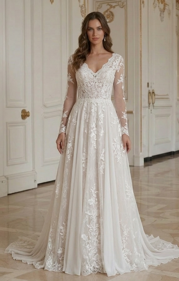 Rochie de mireasă din dantelă pentru nuntă în doi