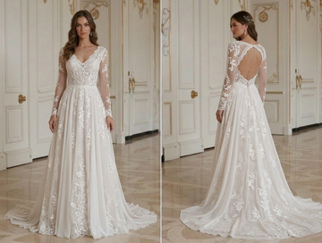 Abito da Sposa in Pizzo per Matrimonio Intimo