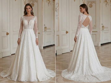 Vestido de novia de encaje para boda moderna elegante
