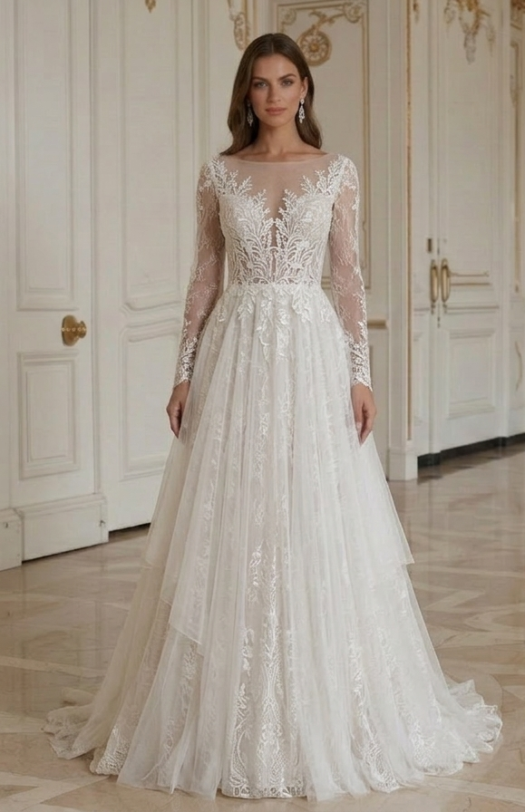 Rochie de mireasă din dantelă pentru nuntă în aer liber, boho