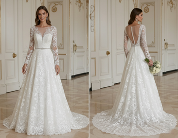 Robe de Mariée en Dentelle pour Mariée Mince Style Classique