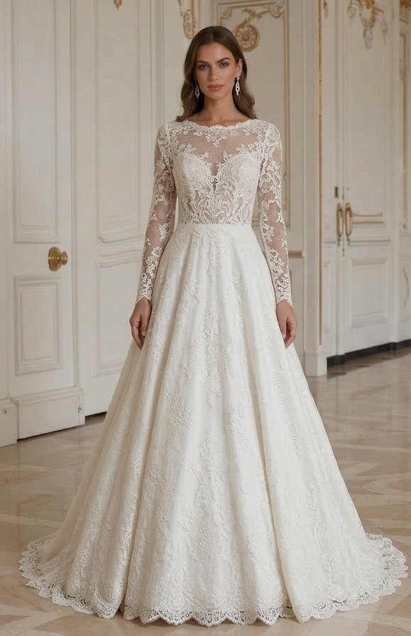Rochie de mireasă din dantelă vintage clasică