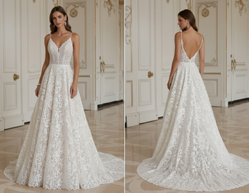 Vestido de Noiva de Renda com Cauda Capela