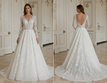 Abito da Sposa in Pizzo con Perline di Cristallo Lusso Bridal