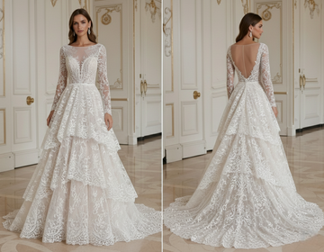 Lace Wedding Dress With Flowing Lace Skirt