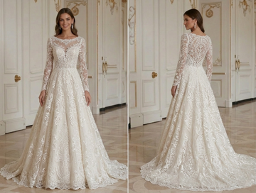 Spitzenhochzeitskleid mit Spitzen-Overlay, Brautstil