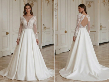 Vestido de novia de encaje con diseño moderno de encaje