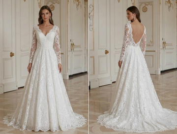 Lace Wedding Dress With V Neck Bridal Style