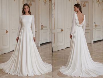 Bruidsjurk met Lange Mouwen, Vloeiende Elegante Stijl
