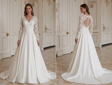 Abito da Sposa a Maniche Lunghe per Cerimonia Elegante