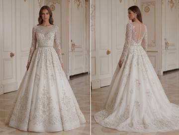 Vestido de Noiva de Manga Comprida para Receção de Luxo