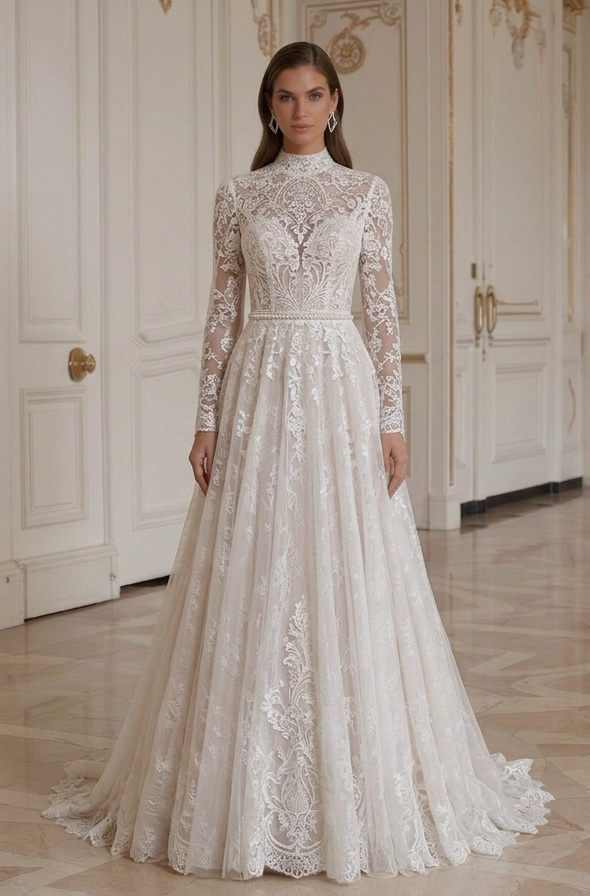 Long Sleeve Wedding Dress For Modern Bride Elegant Style