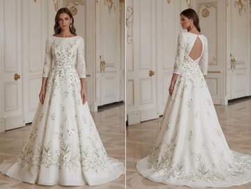 Vestido de novia de manga larga para boda de primavera