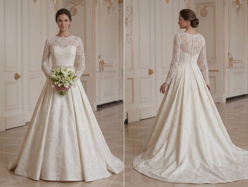 Long Sleeve Wedding Dress For Traditional Wedding