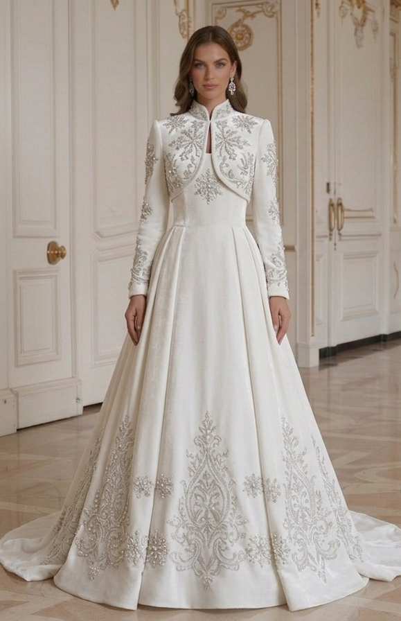 שמלת כלה עם שרוולים ארוכים לחתונת חורף